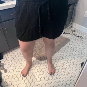 Old Navy Linen Black Drawstring Shorts